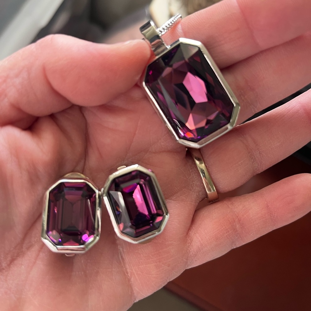 RARE Dior Purple stone earring and pendant set. Stunning and Hard to Find